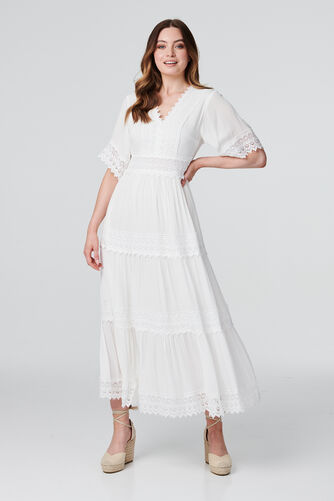 Izabel London – Short Sleeve Crochet Maxi Dress